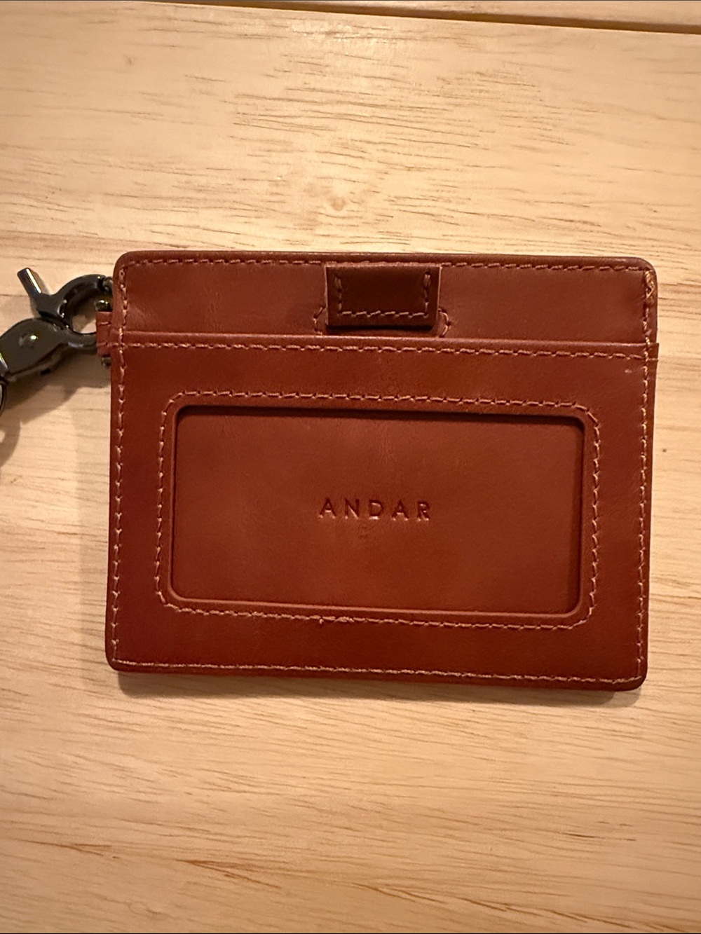 Andar Coffee Brown Leather Card Holder with Wristlet